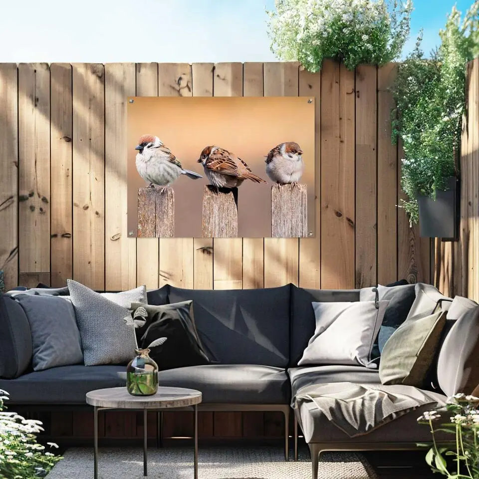 Tuinposter Vogels - 60x80cm - Beige