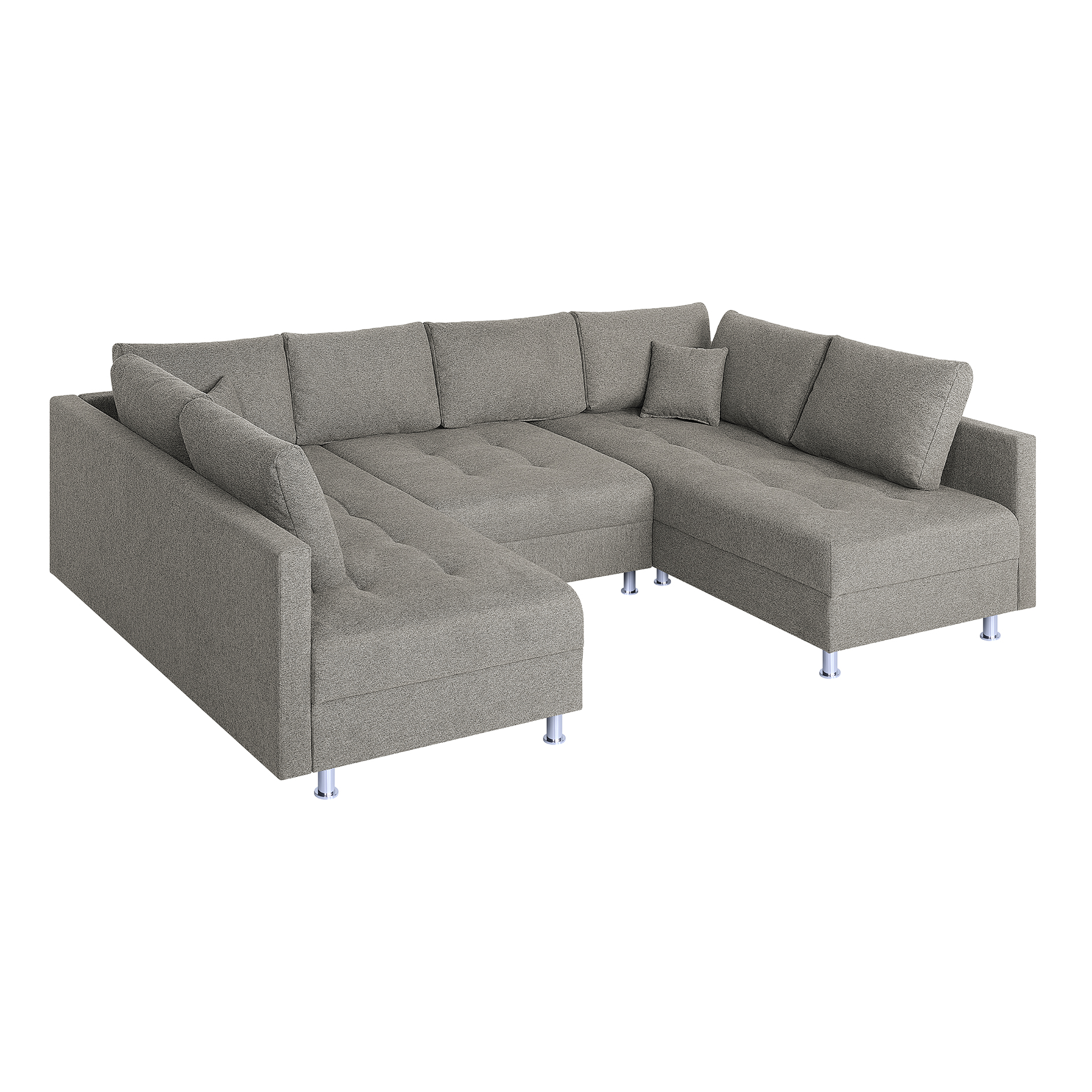 Wohnlandschaft - taupe - Strukturgewebe - Federkern