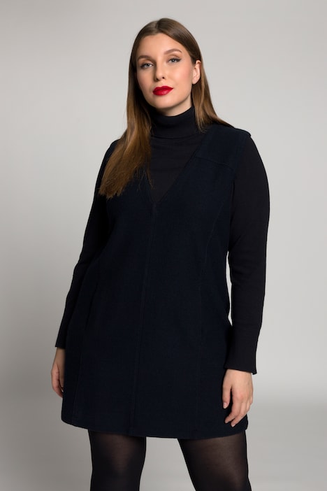 Boiled-Wool-Kleid, A-Linie, V-Ausschnitt, ärmellos