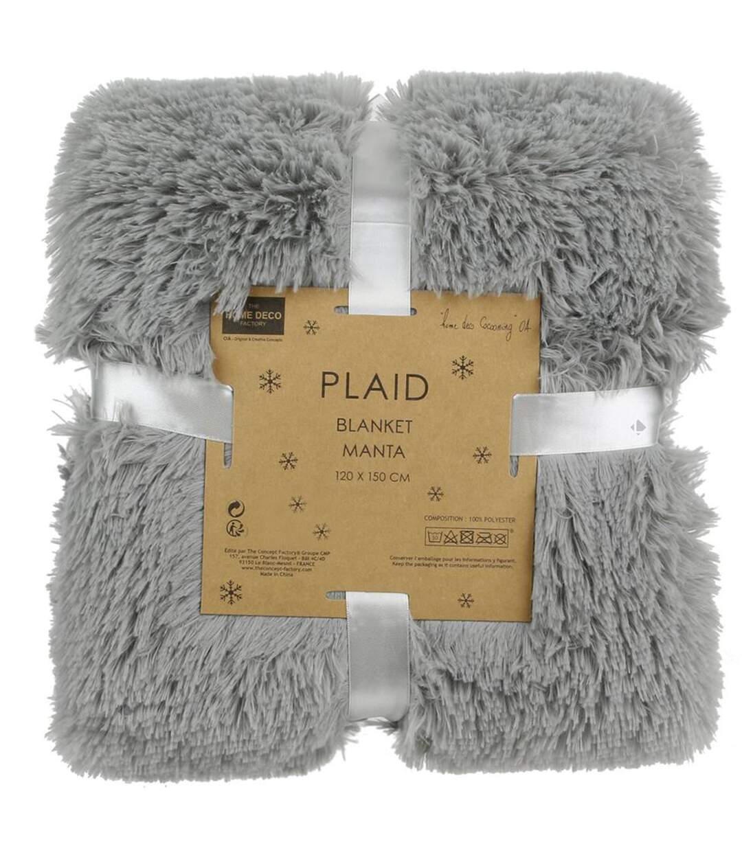 Plaid imitation fourrure 120x150 cm LICIA Gris