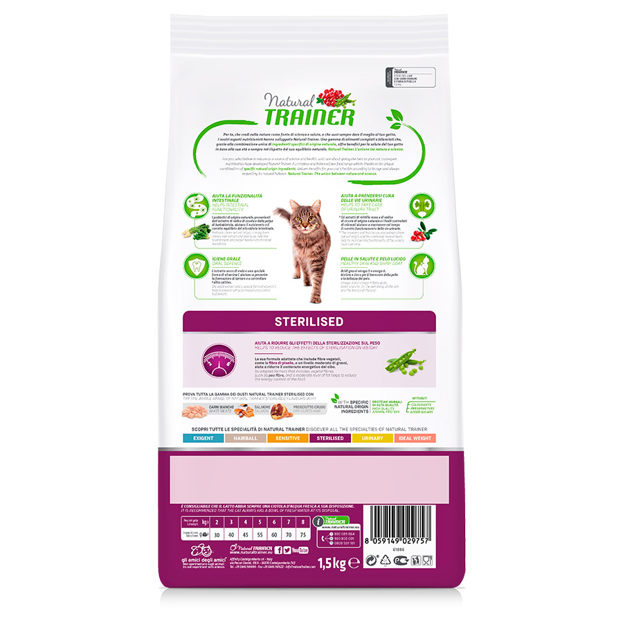 Alimento esterilizado Natural Trainer para gatos