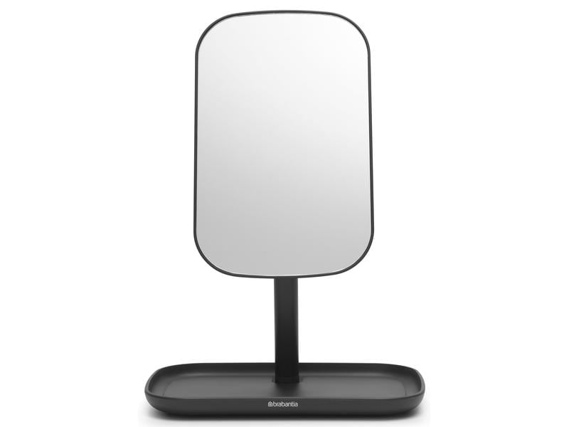 Brabantia Kosmetikspiegel ReNew mit Ablageschale, Schwarz Flexibel verstellbarer Make-Up Spiegel