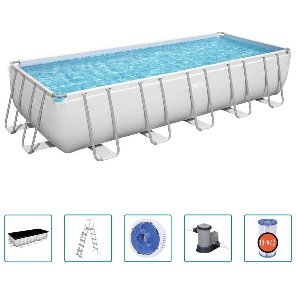 Piscine rectangulaire hors sol power steel 19281 l