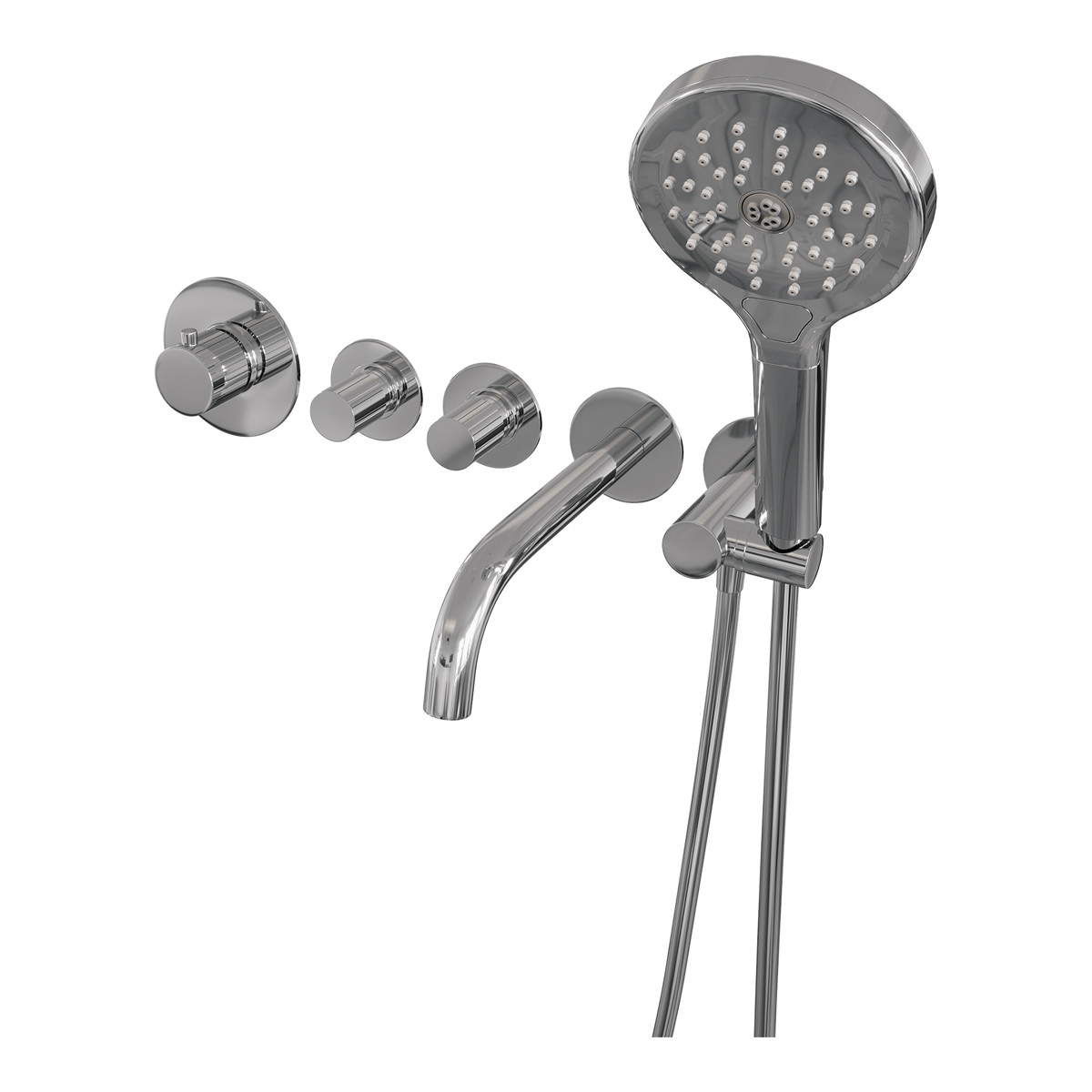 Brauer Stripe inbouw badkraan met 3 standen handdouche chroom