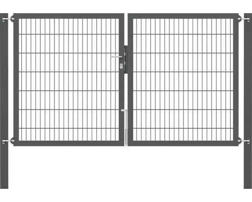 Dubbele poort van metaalgaas, ALBERTS Flexo Plus 8/6/8, 250 x 140 cm, inclusief palen 8 x 8 cm, antraciet