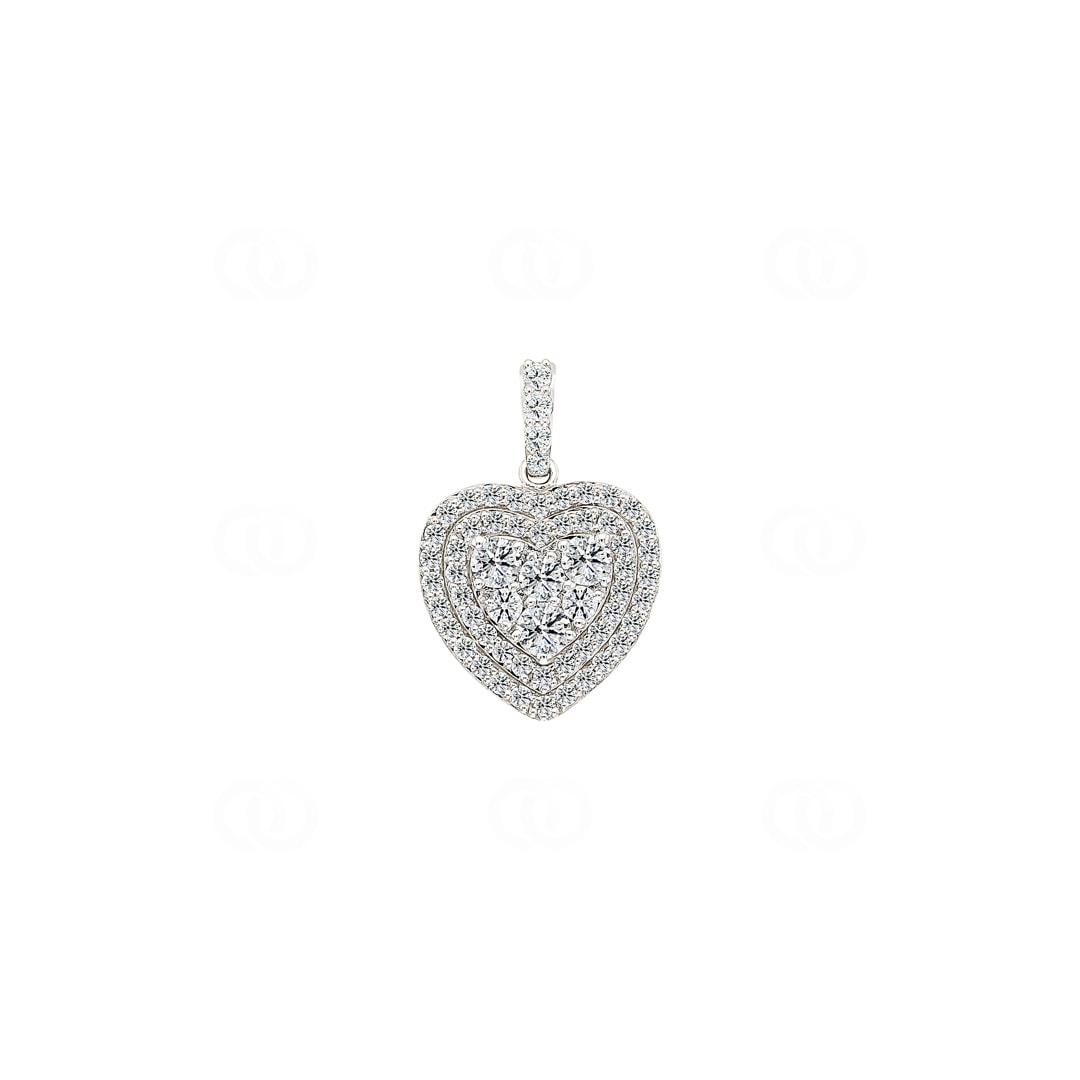 1.01 Karat Diamant-Herzanhänger 750/18 K Weissgold