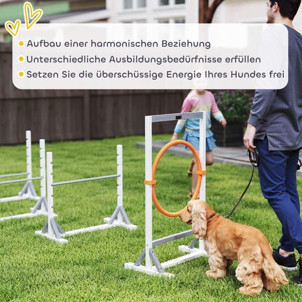 Agilitysett Hunder 4-delers Agilityutstyr for hundetrening Hekksett med høydejusterbare hekker Dekk Treningstilbehør Koordinasjonstrening Agilitysett
