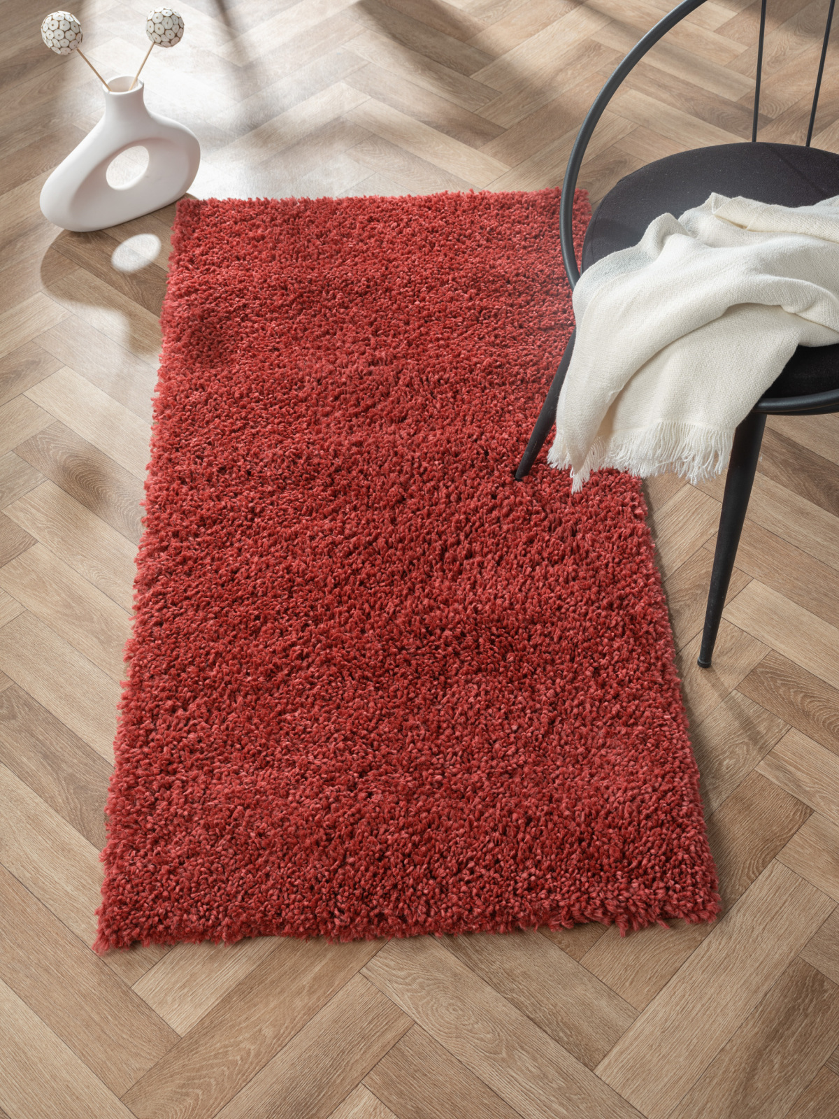 Teppich MY SHAGGY - weinrot - 70x140 cm