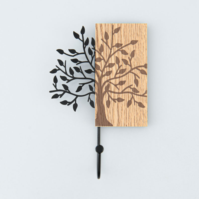 Patère 'Feuillage' noire
