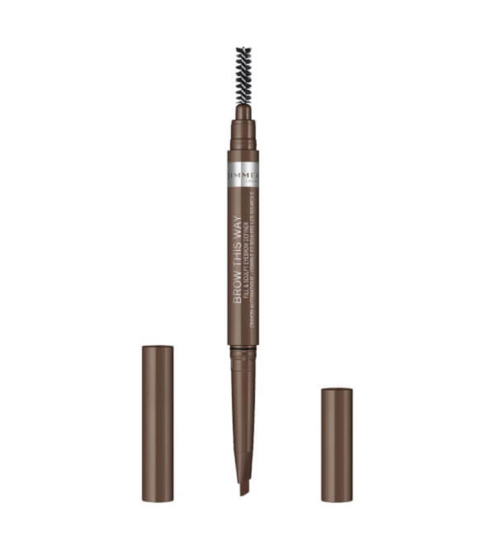 Rimmel London - Lápis de sobrancelhas com escova Brow this way - 002: Medium Brown
