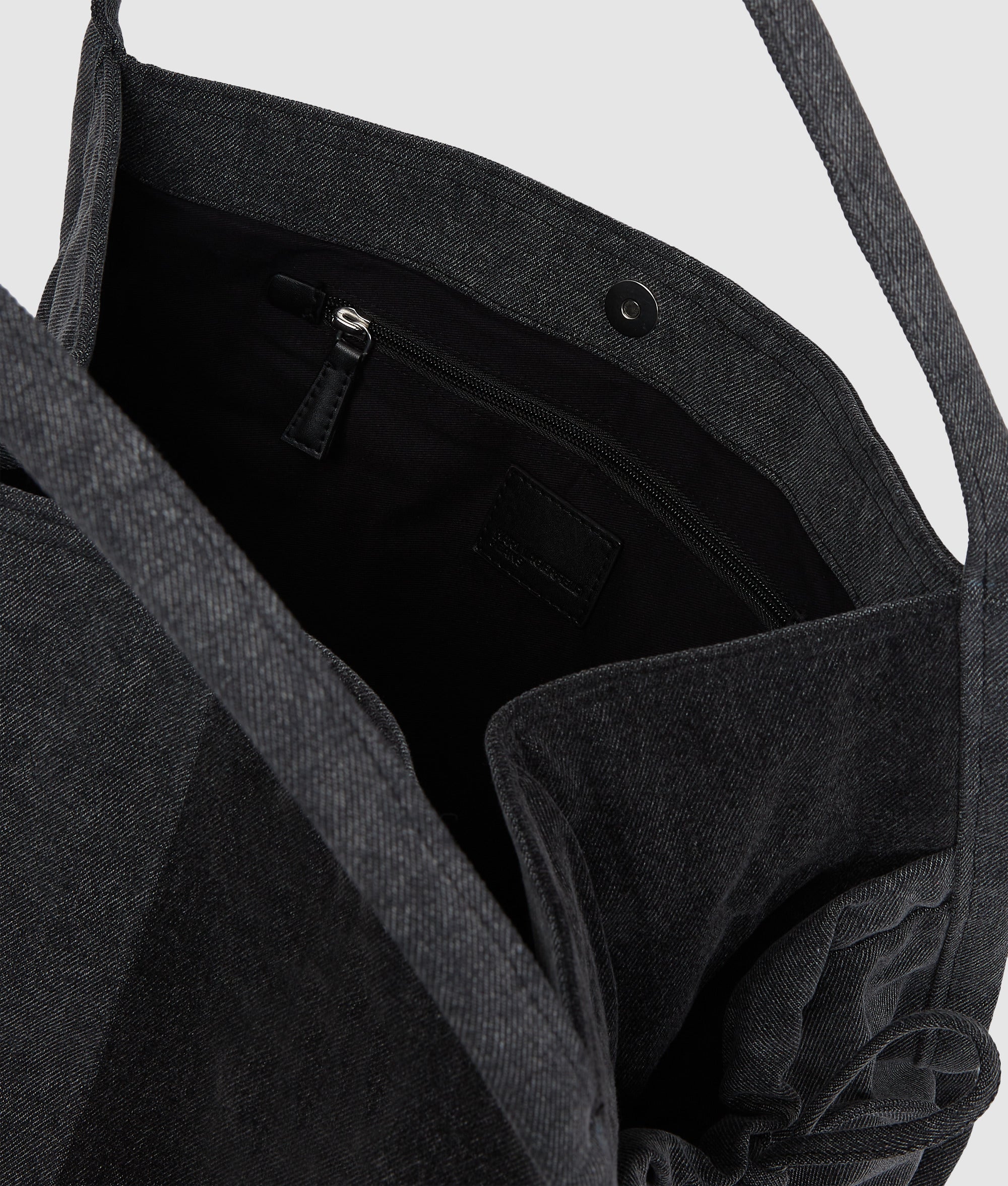 Tweekleurige denim shopper