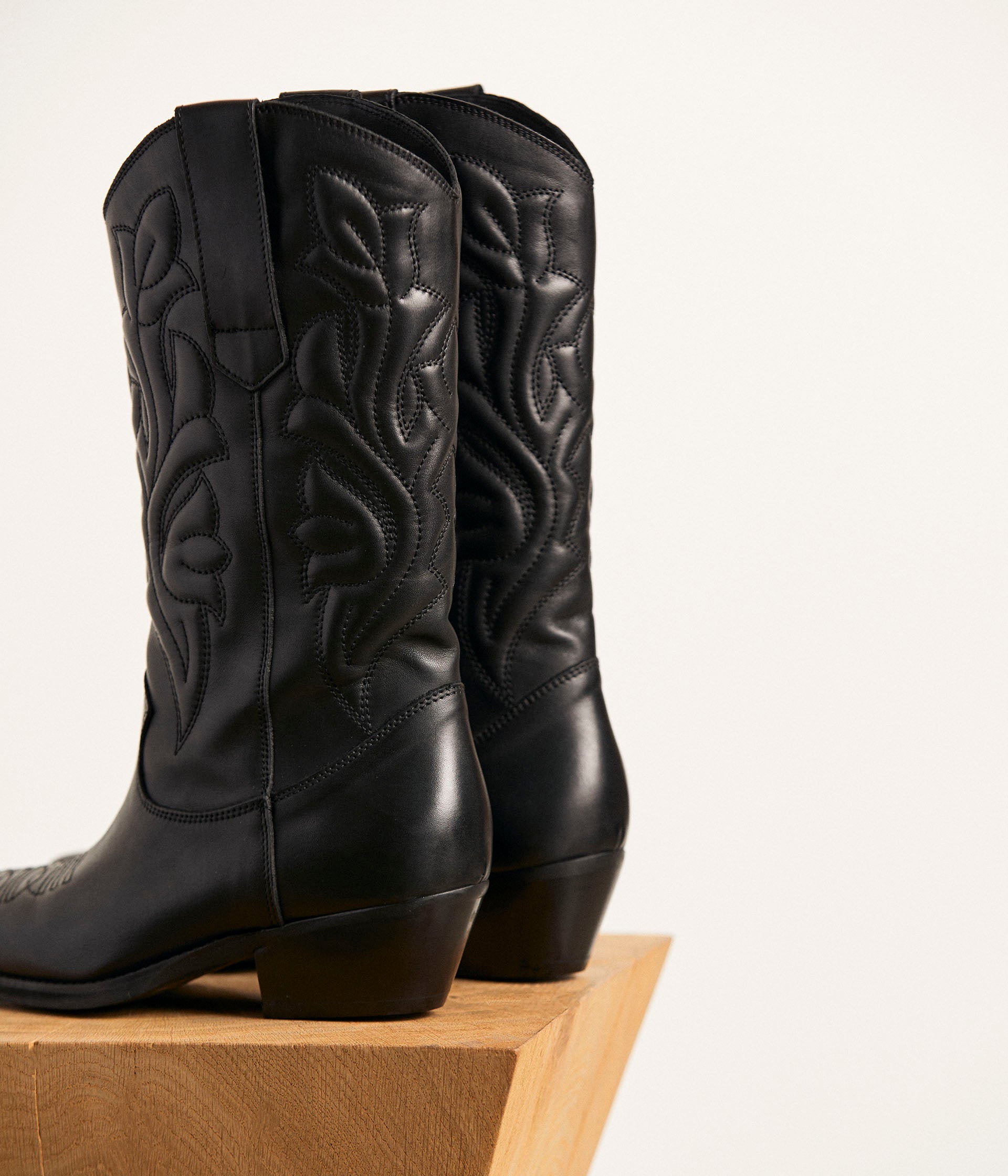 Santiags cuir noir Zély