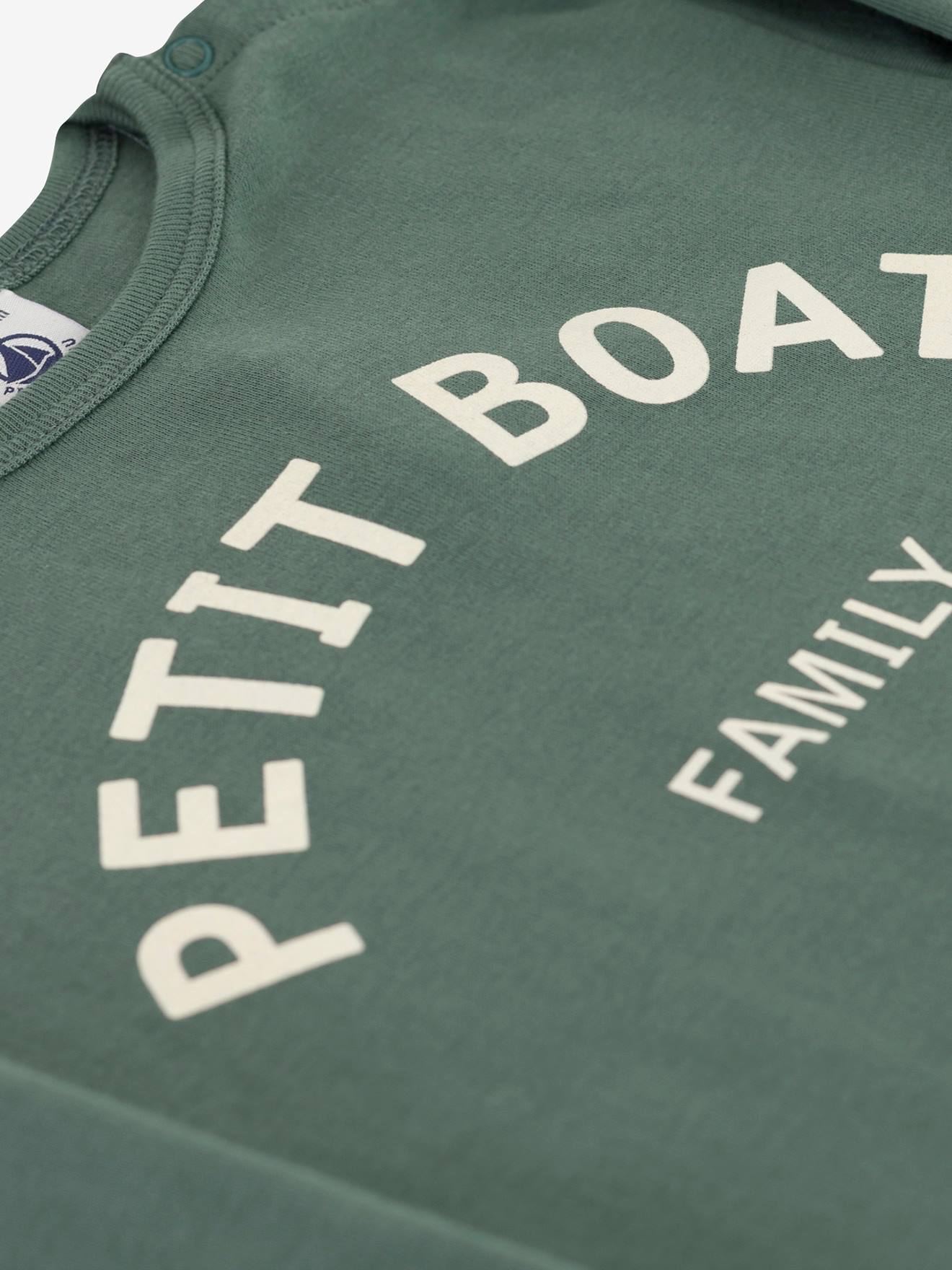Camiseta infantil de manga comprida PETIT BATEAU em algodão orgânico, verde