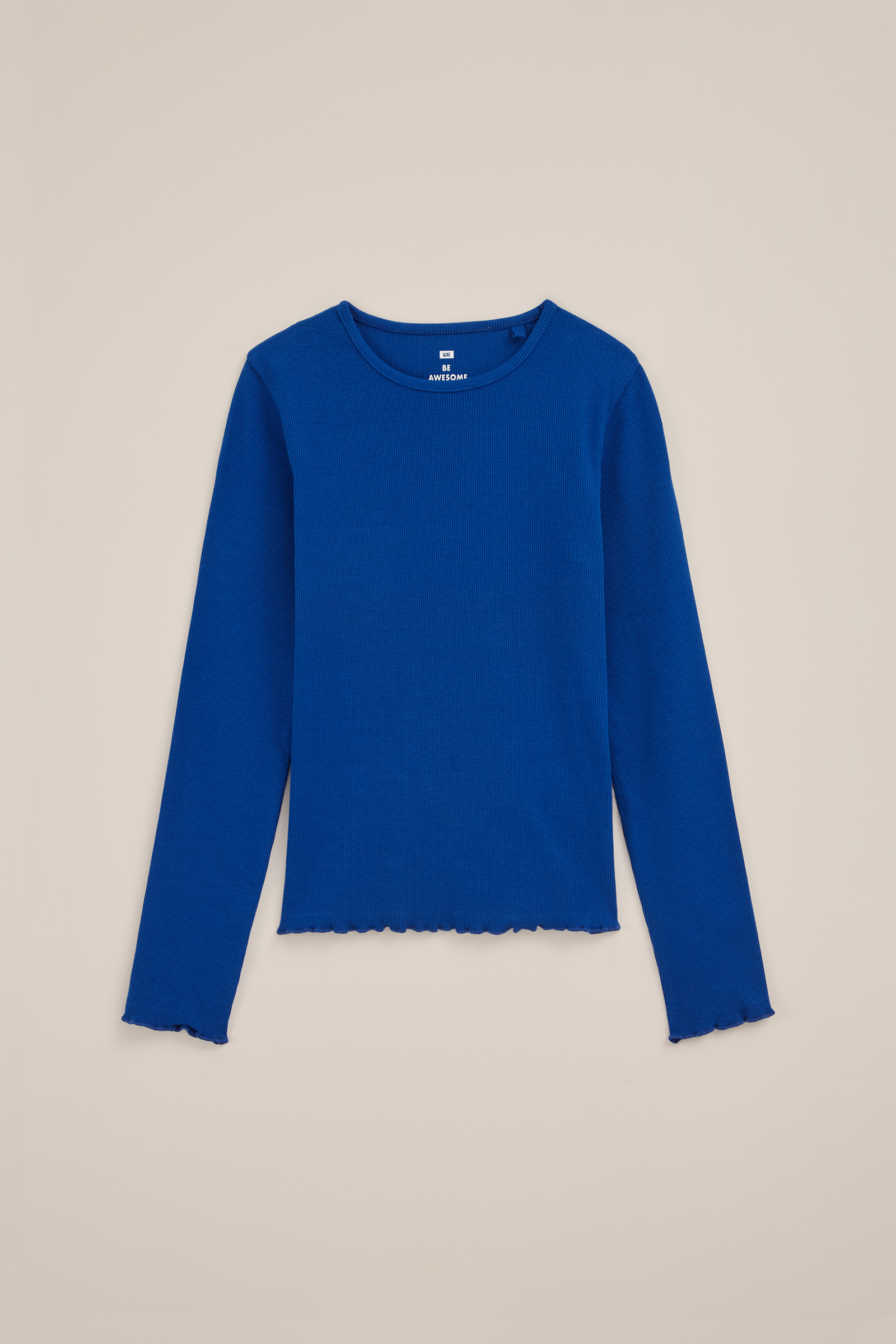 Meisjes T-shirt van ribstof WE Fashion Kobaltblauw