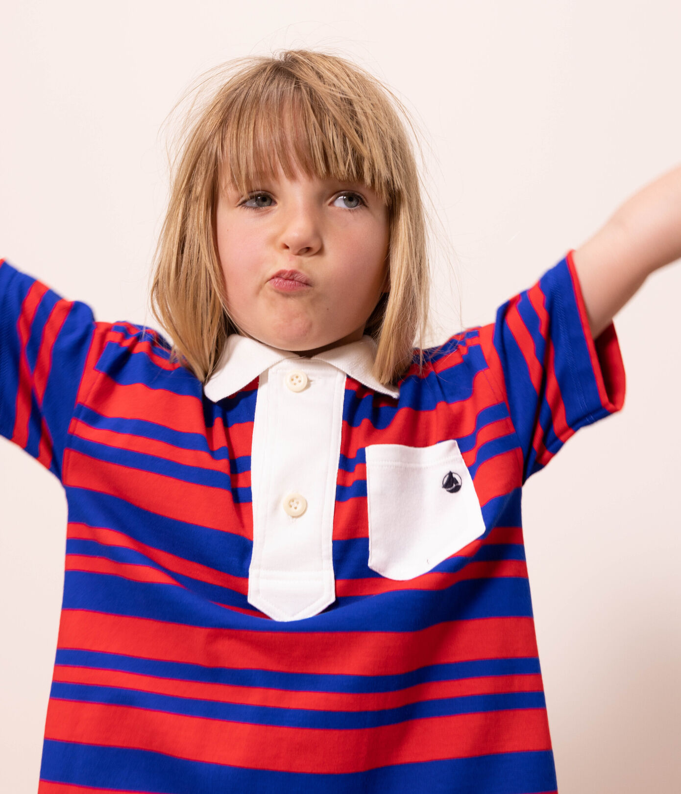 Robe rayée manches courtes en coton enfant fille