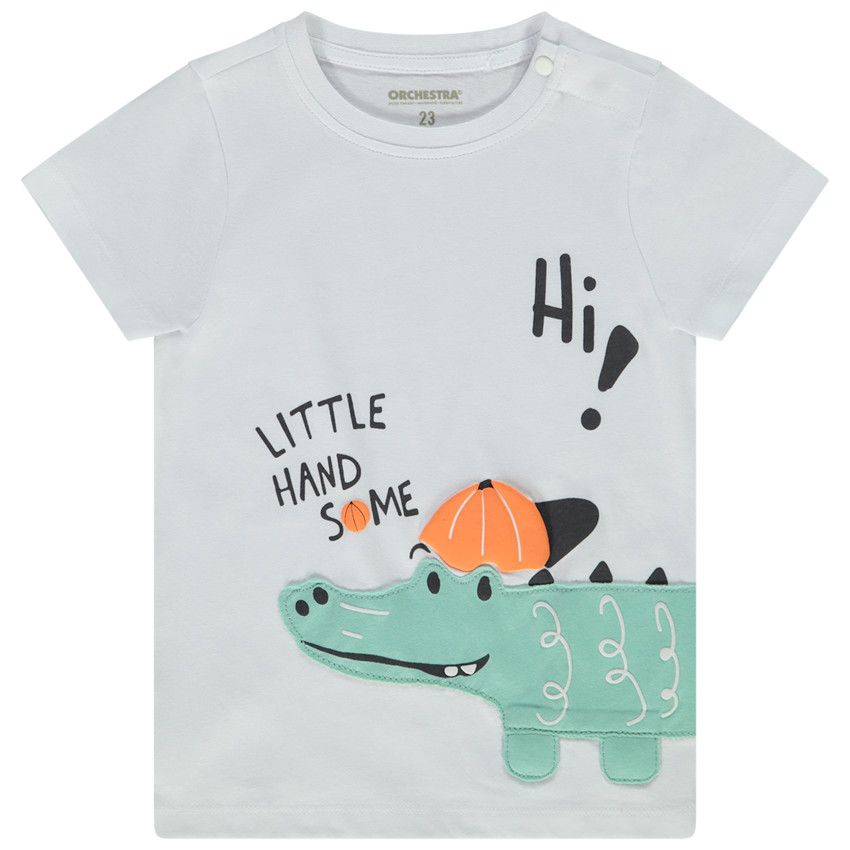 T-shirt manches courtes en jersey avec patch effet 3D ludique pour bébé garçon - Blanc