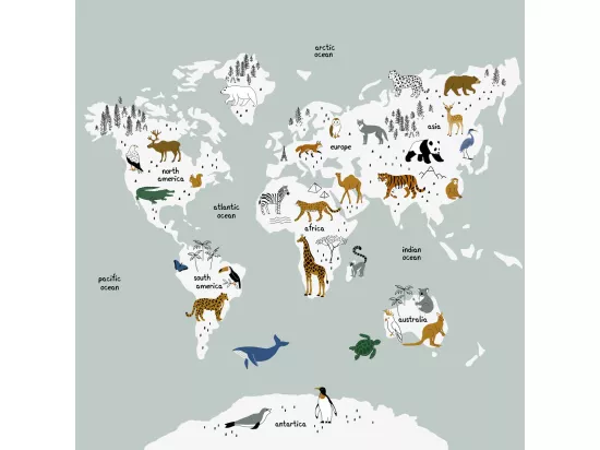 Papier peint intissé panoramique carte du monde