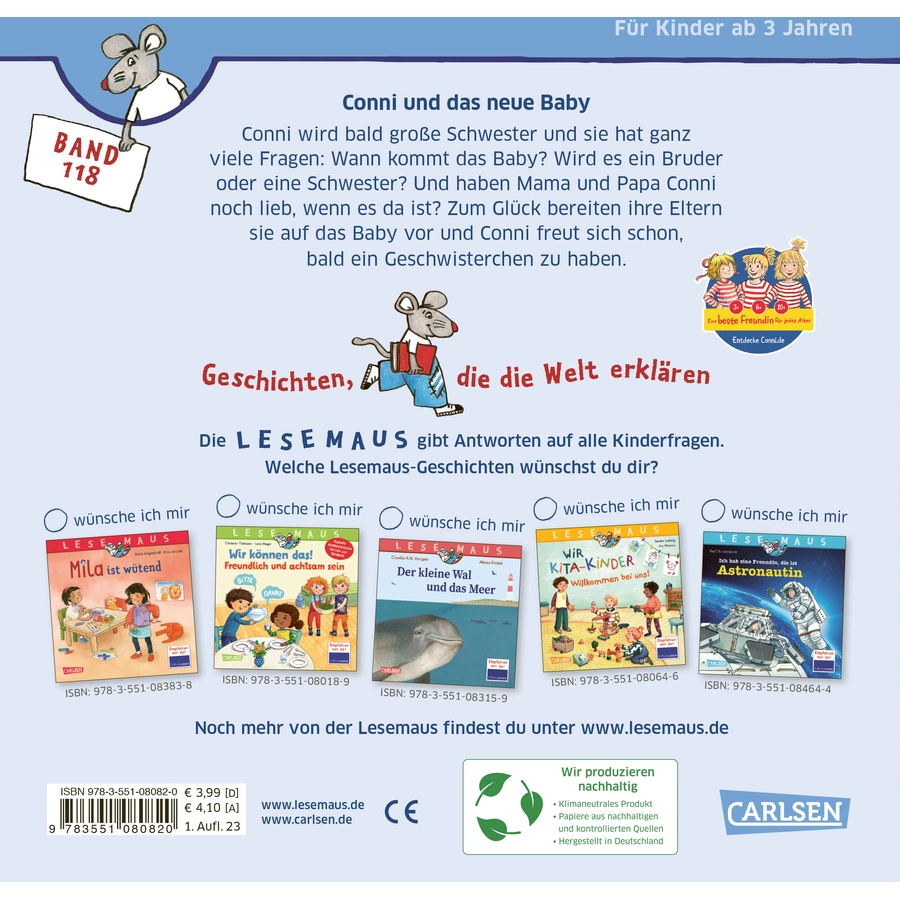 Carlsen LESEMAUS 118: Conni und das neue Baby