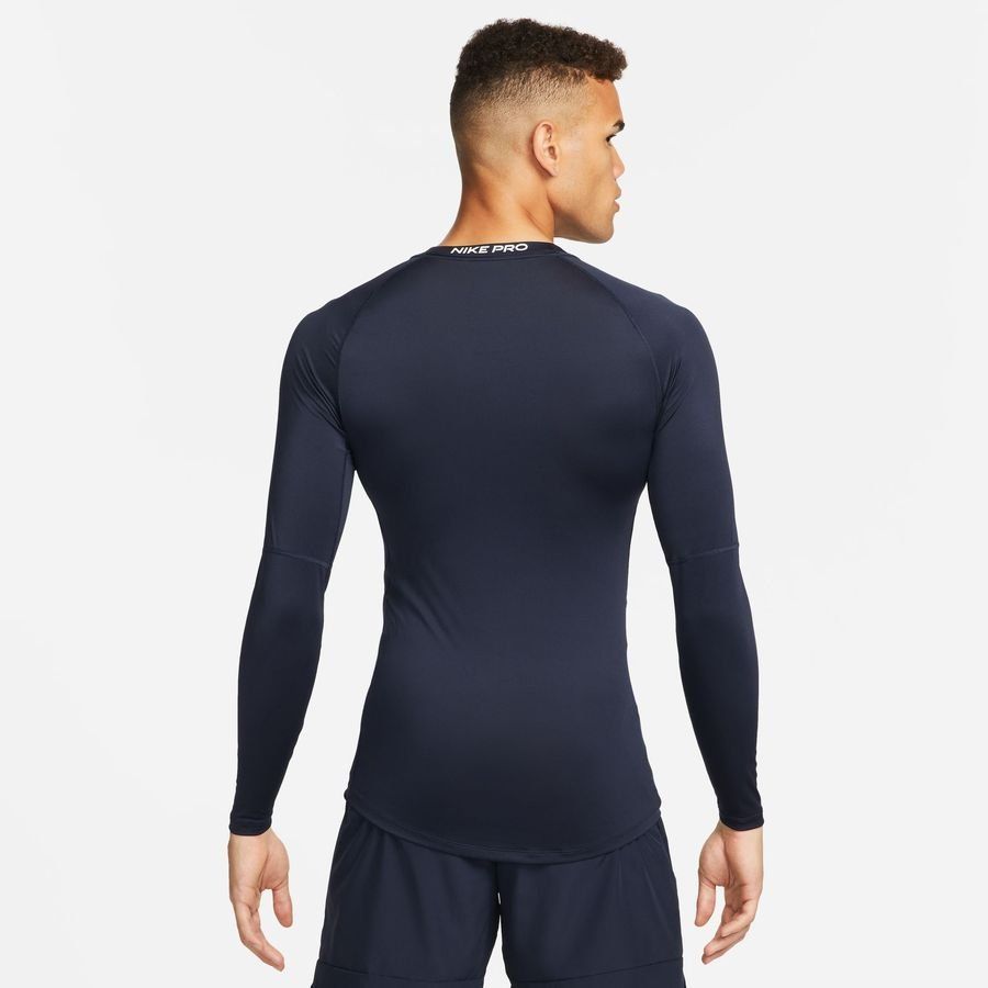 Nike Pro Baselayer Dri-FIT - Bleu Foncé/Blanc Manches Longues