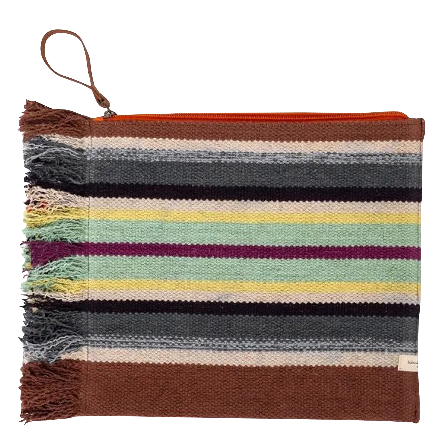 TEMPETE - Pochette à rayures frangée en coton | Multicolore
