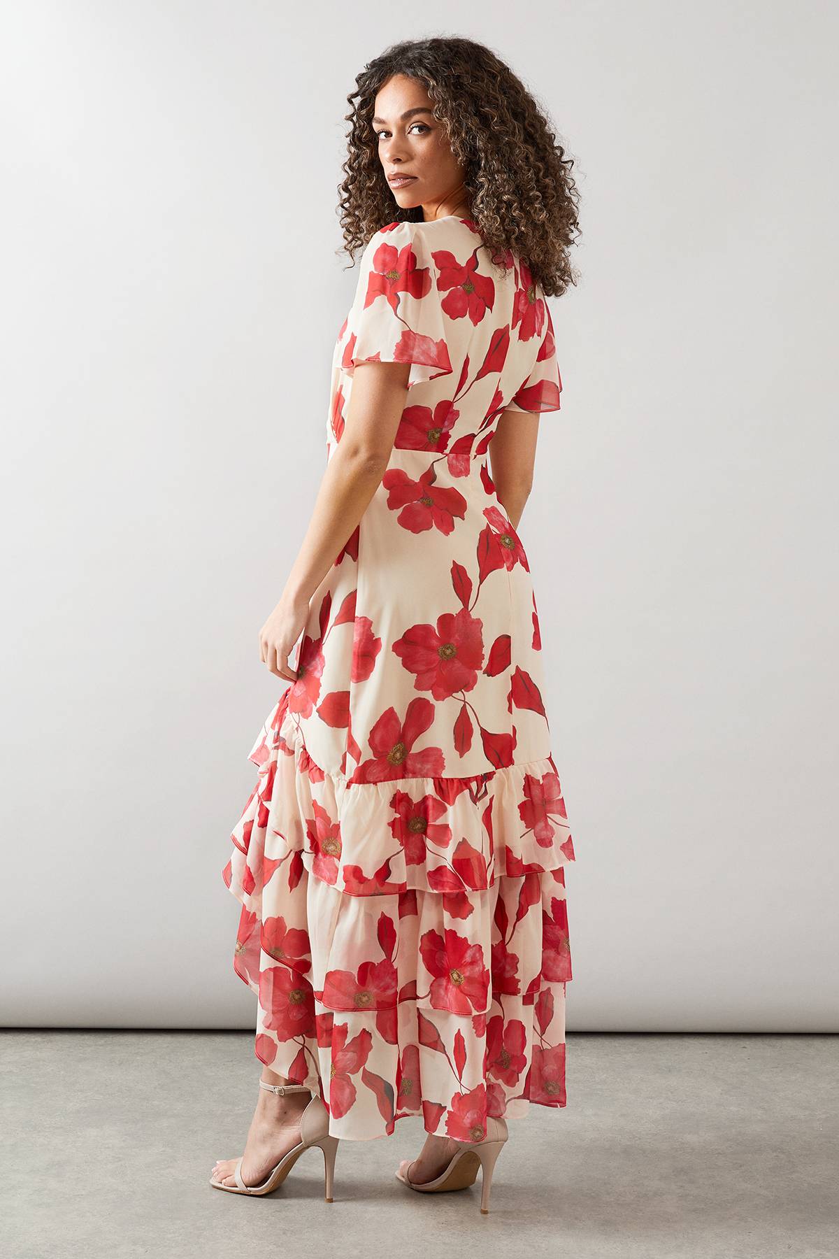 Wallis Robe Longue En Mousseline À Ourlet À Volants Floraux