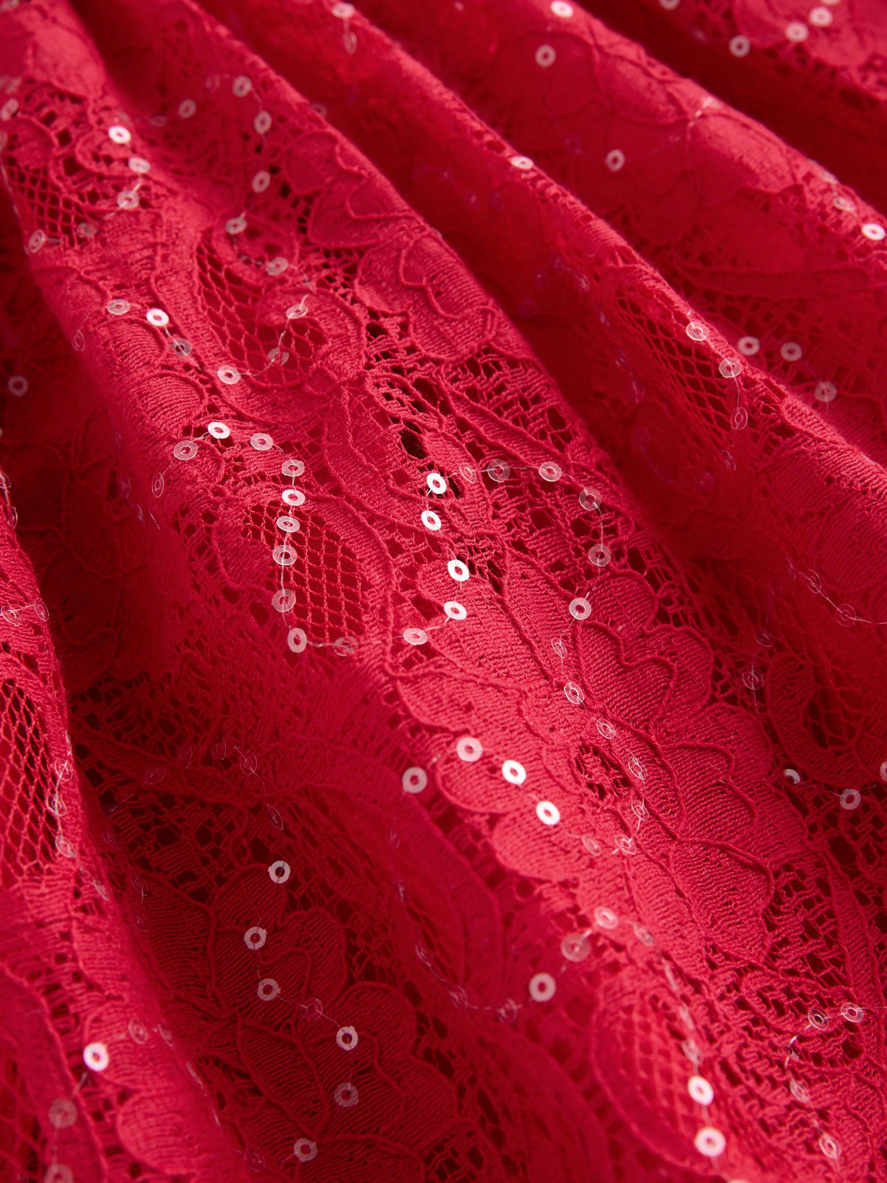 Rood - Baker by Ted Baker Red Sequin Lace Angel Sleeve Dress