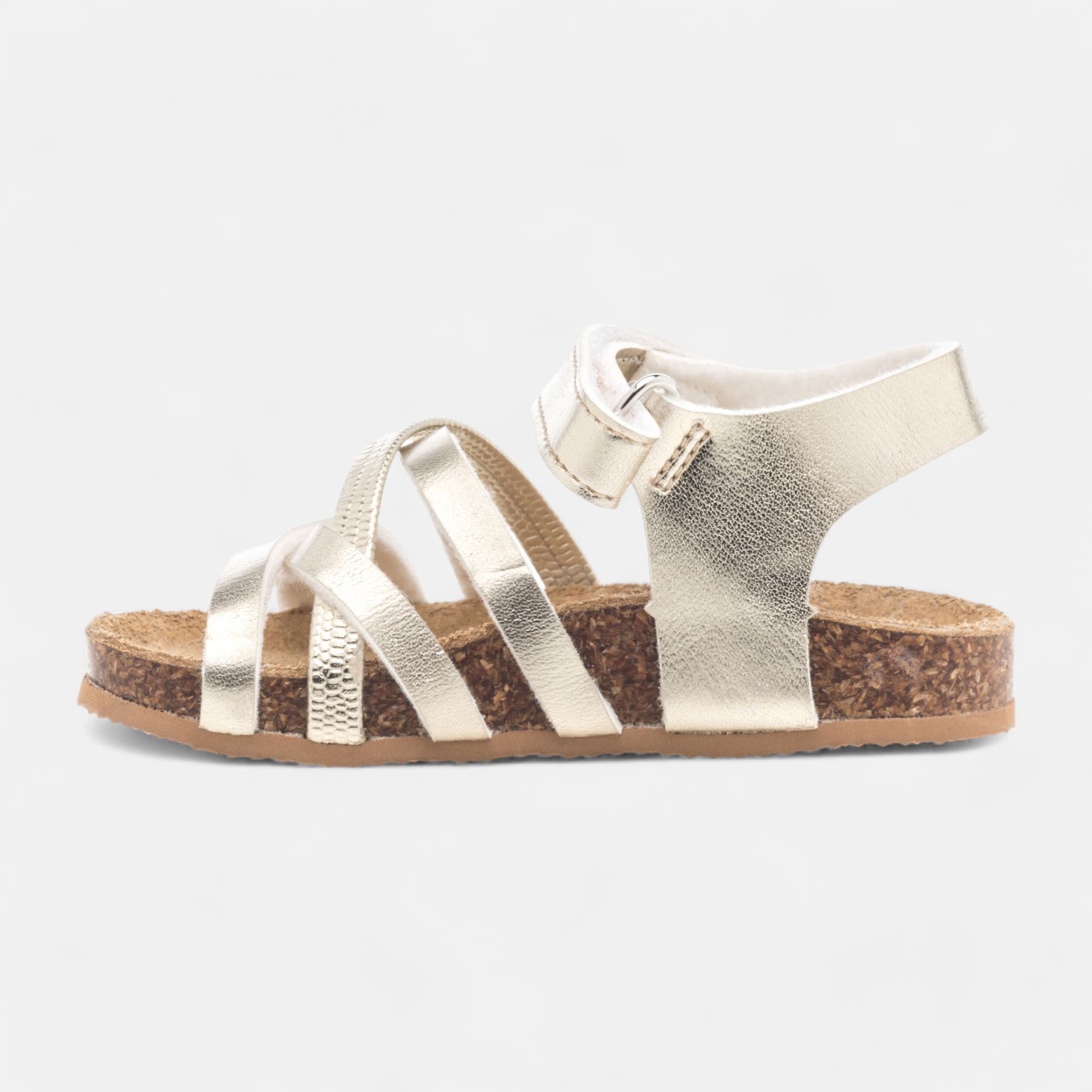 Mules semelle liège Bébé fille or