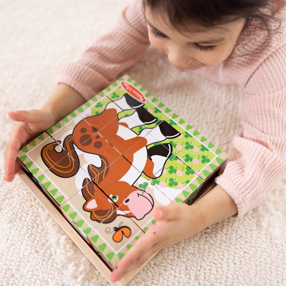 Melissa & Doug 6-in-1 Bauernhof-Würfelpuzzle