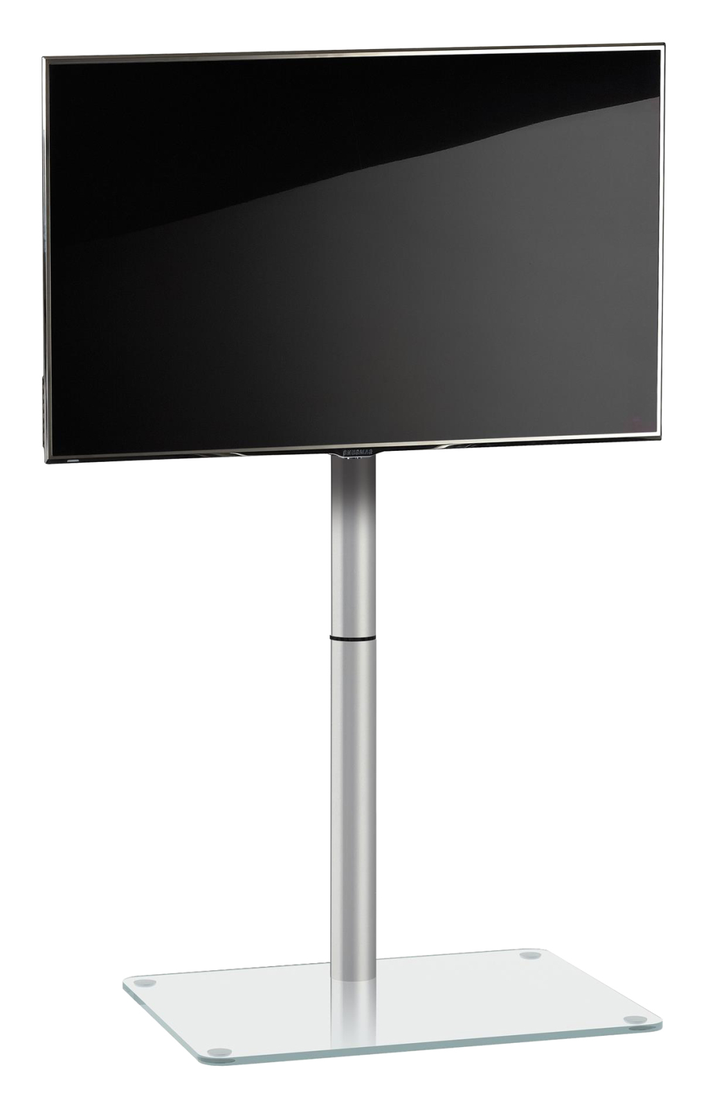 TV-Standfuß Alani - silber - Klarglas