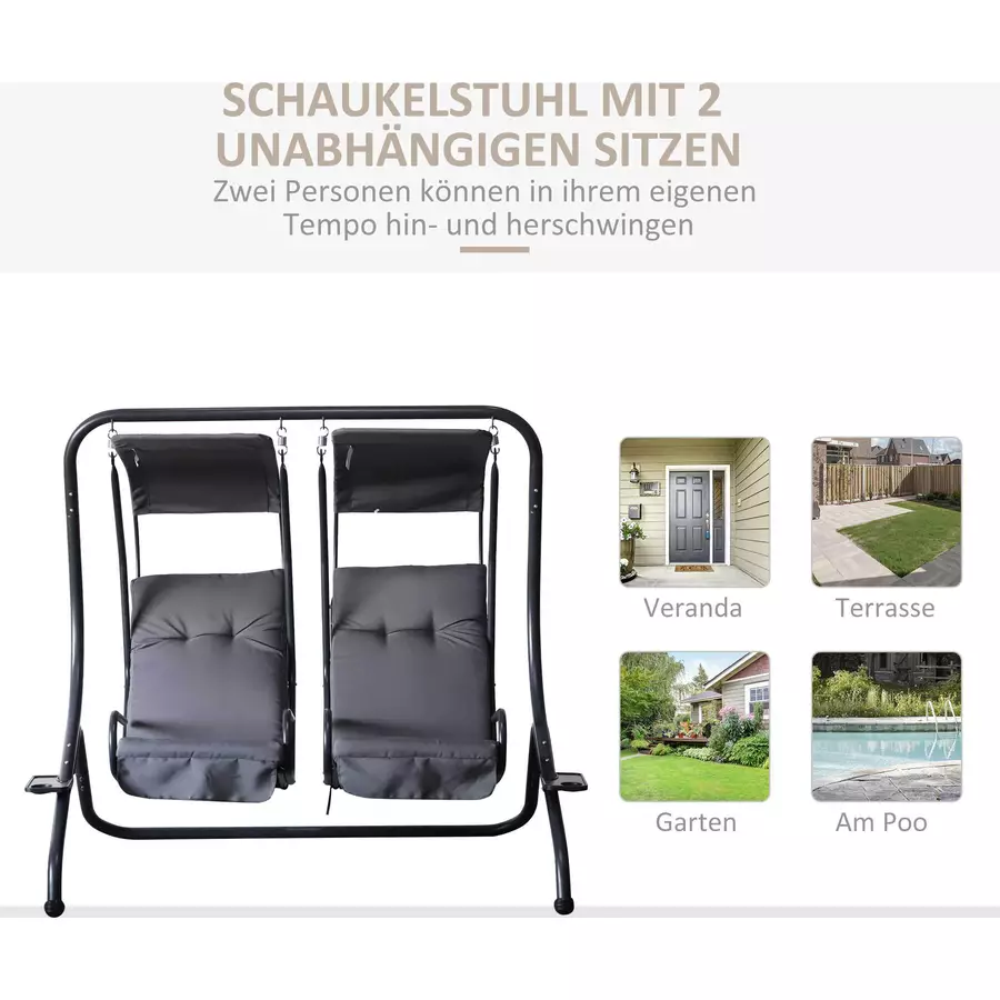 Outsunny Gartenschaukel mit Sonnendach grau