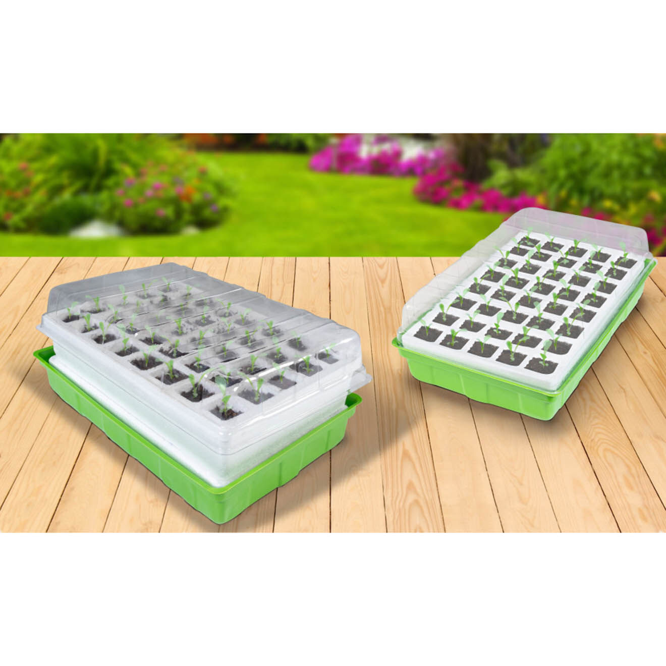 Pratik Garden 2 Kits de germination 40 godets vert/blanc - 38x24x13 cm