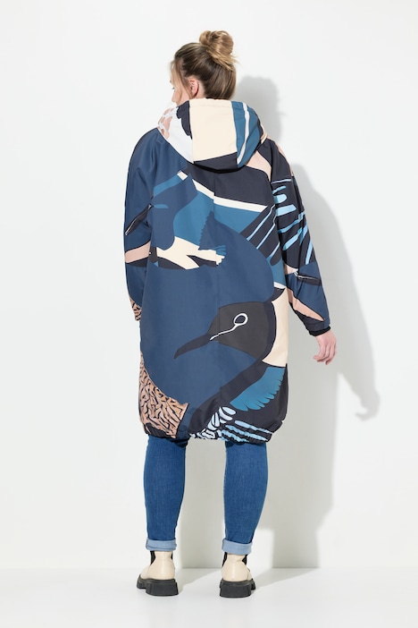 Funktionsmantel, oversized, 2-Wege-Zipper, Teddyfutter