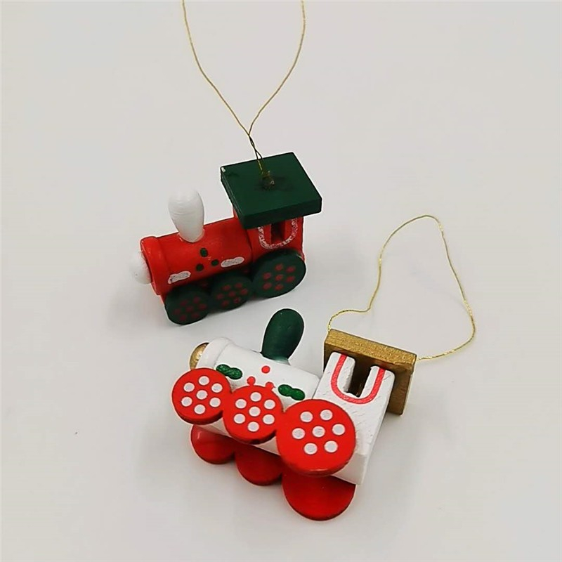 (6er Set) Holz Christbaum Schmuck Weihnachts Deko Ornamente - Lokomotive