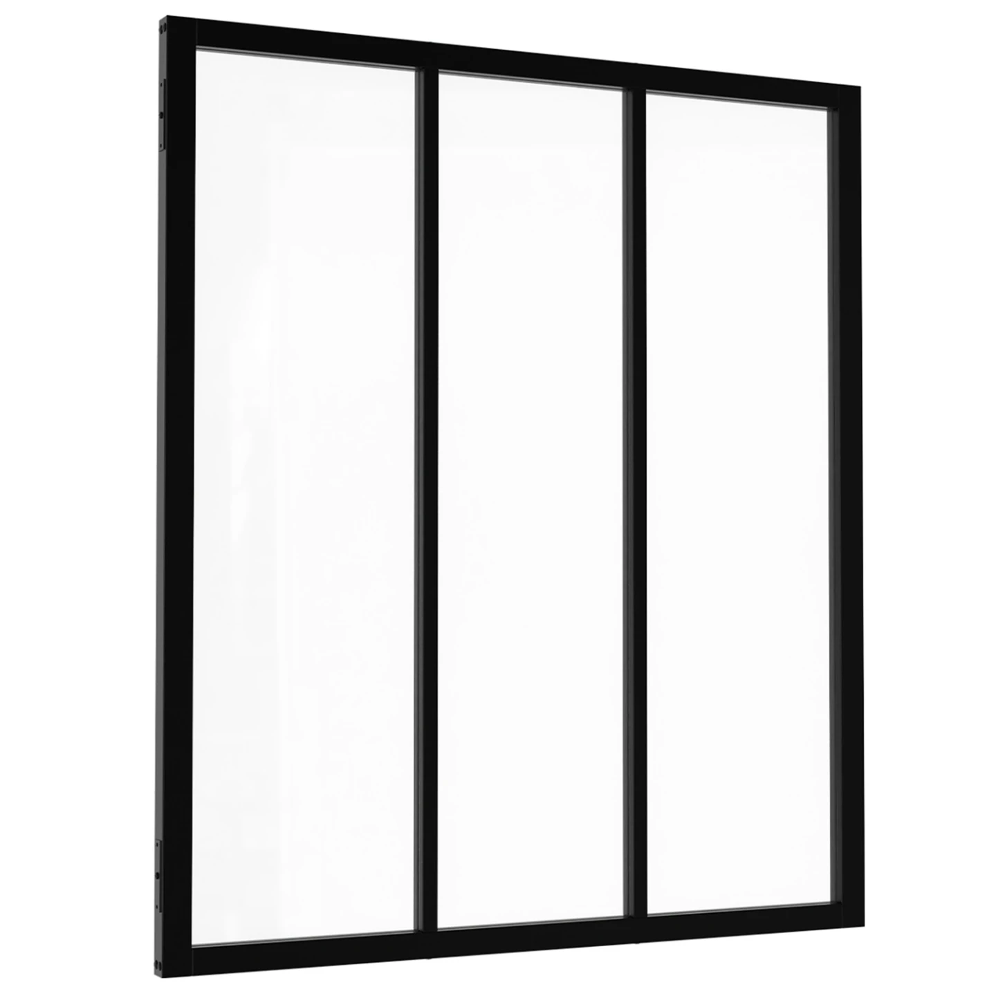 Verrière atelier 3 vitrages L. 93 x H.108 cm en métal noir et verre trempé