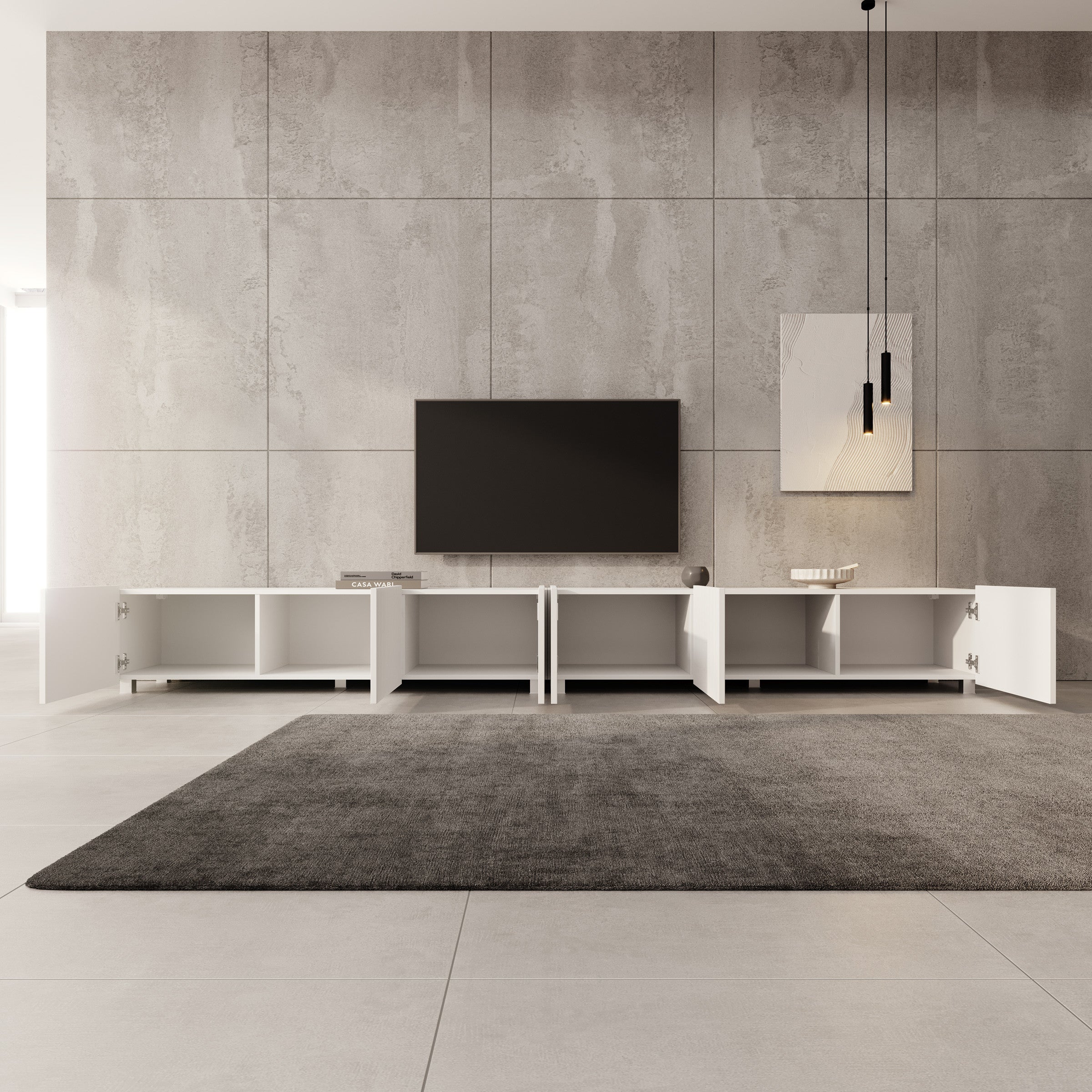 Kenderes - TV-Meubel - Wit - 300x41x38 cm