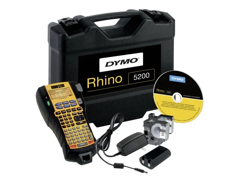 DYMO Rhino 5200 - Hard Case Kit - etikettemaskine - S/H - Rulle (1,9 cm) - skærer - gul