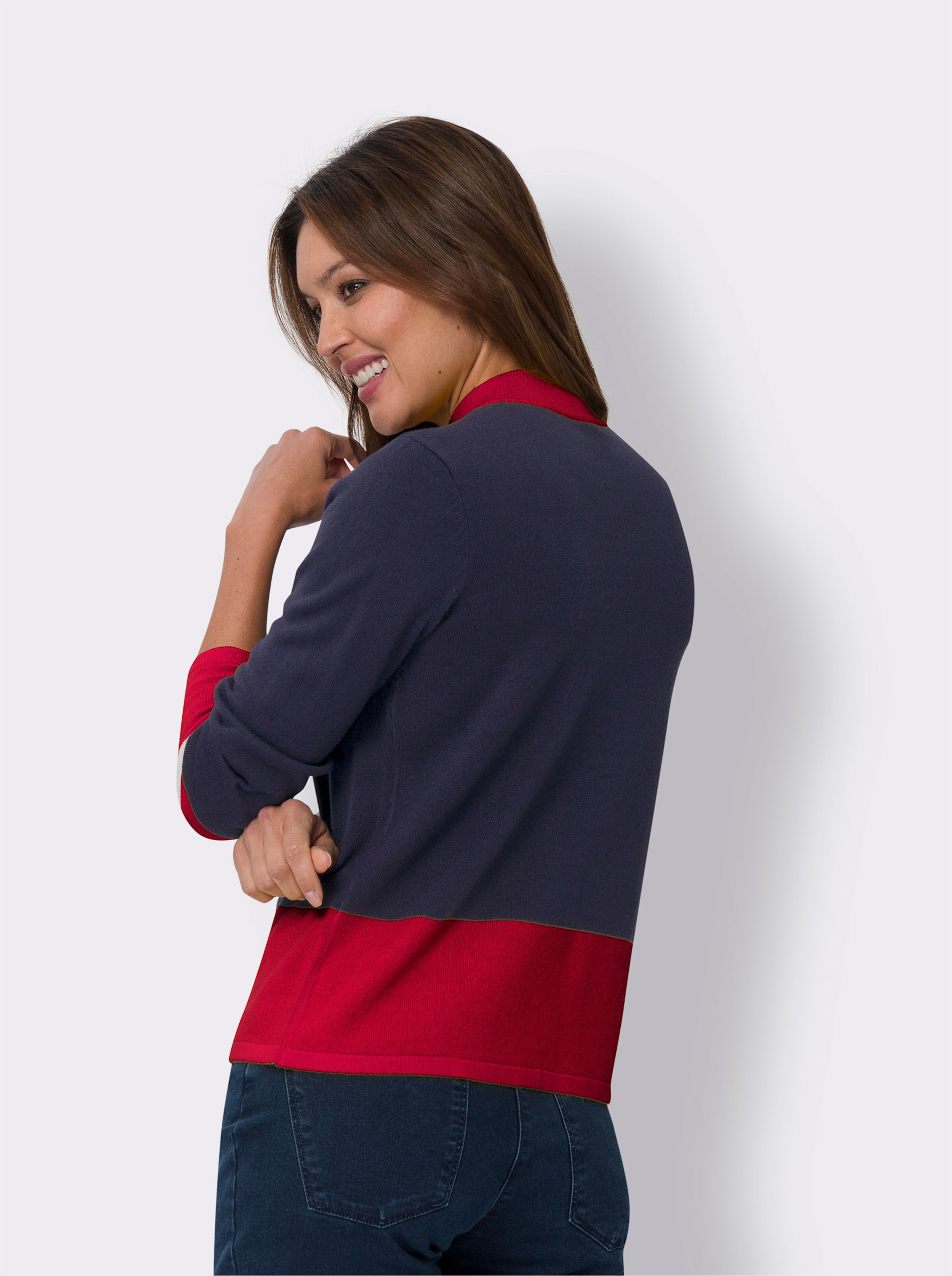 Langarm-Pullover im Color-Blocking-Dessin