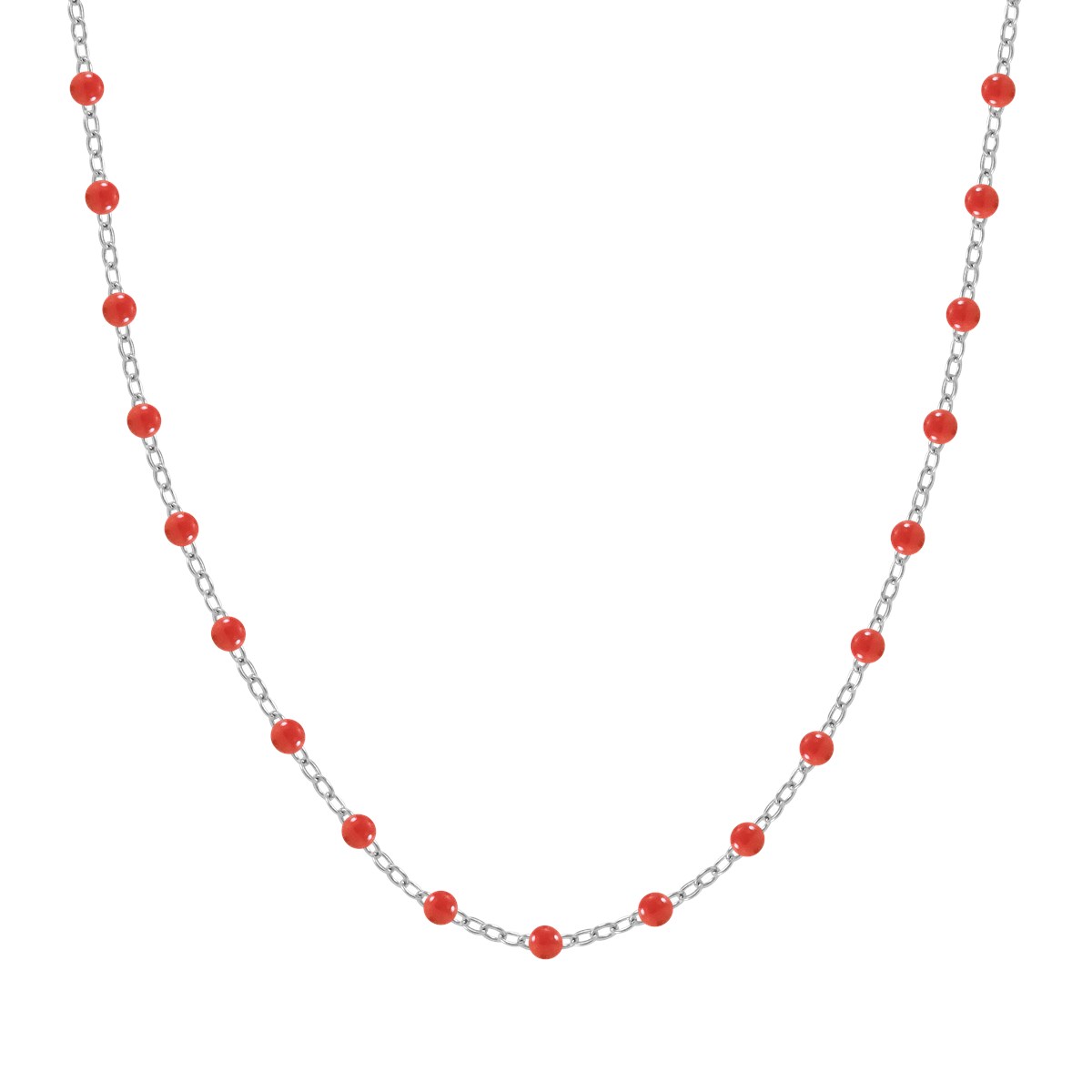 Collier à pierres rouges en acier argenté