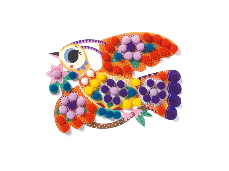 DJECO Bastelset Silhouetten Pompons Collage-Aktivität für Kinder