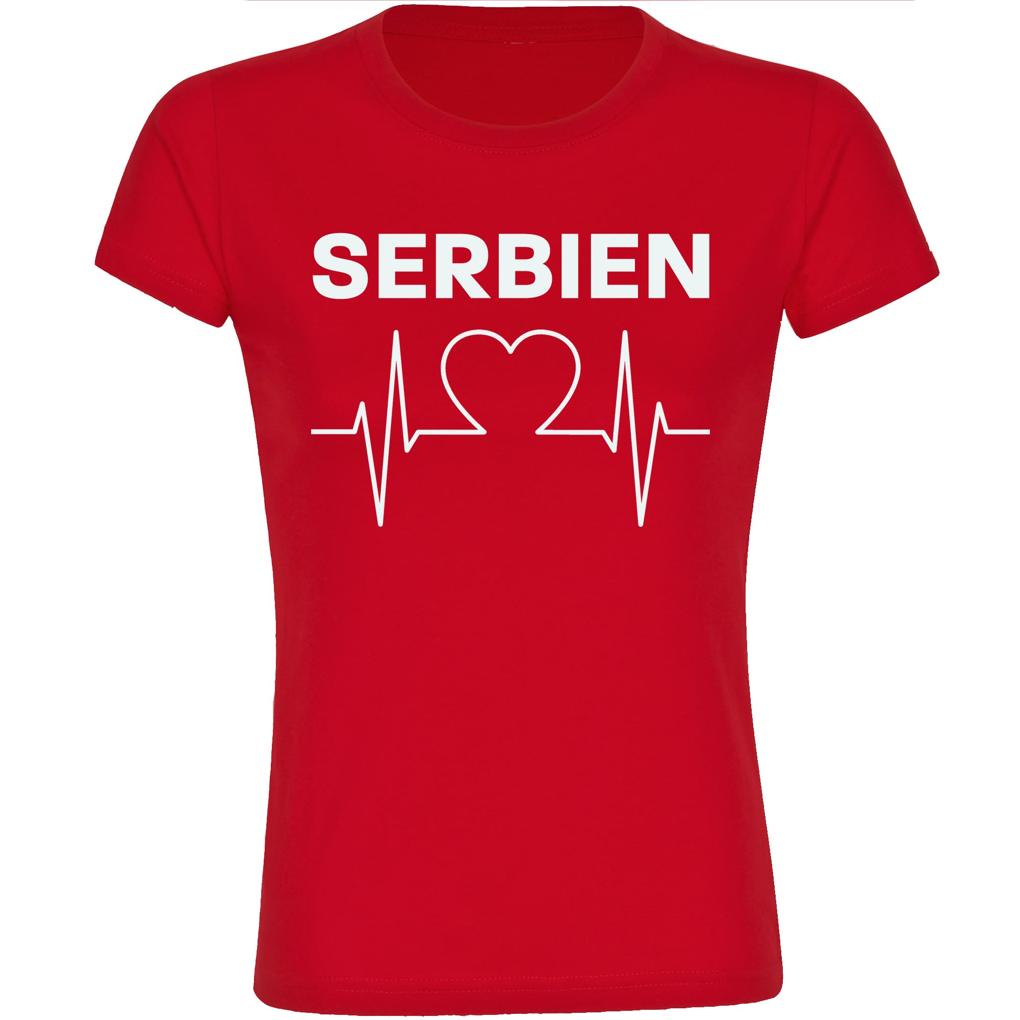 multifanshop® Damen T-Shirt - Serbien - Herzschlag - Druck weiß