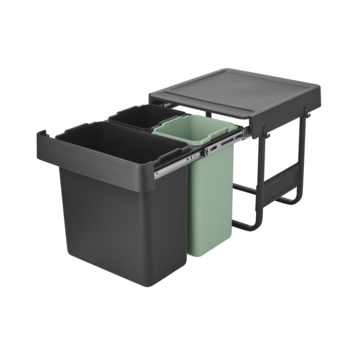 Brabantia Sort & Go Inbouw Prullenbak - 10 + 10 + 20l - Jade Green/Dark Grey