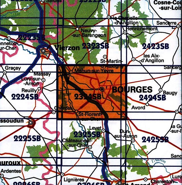 IGN - 2324 SB BOURGES MEHUN SUR YEVRE 1 25 000