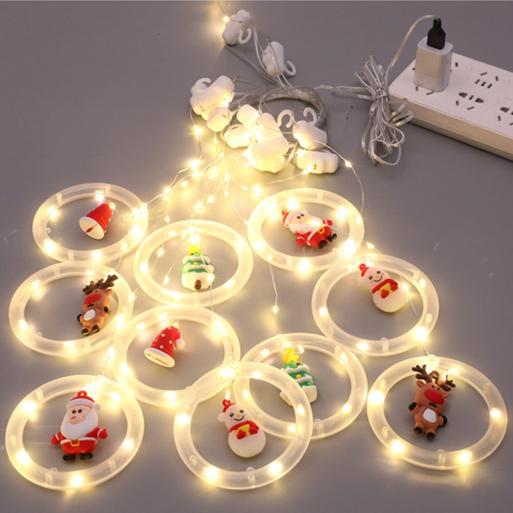 (3m) 110 LED's Weihnachts Deko USB Lichterkette 3D Figuren Vorhang Beleuchtung - Warmweiss