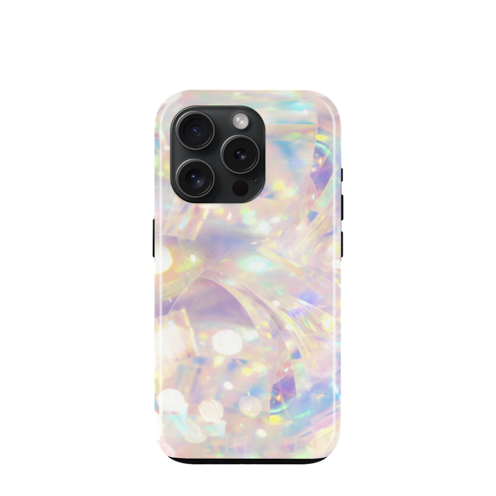 iPhone 15 Pro Hybrid (Kunststoff / Gummi) Hülle Kristall Lichtspiel - Versch. Farben