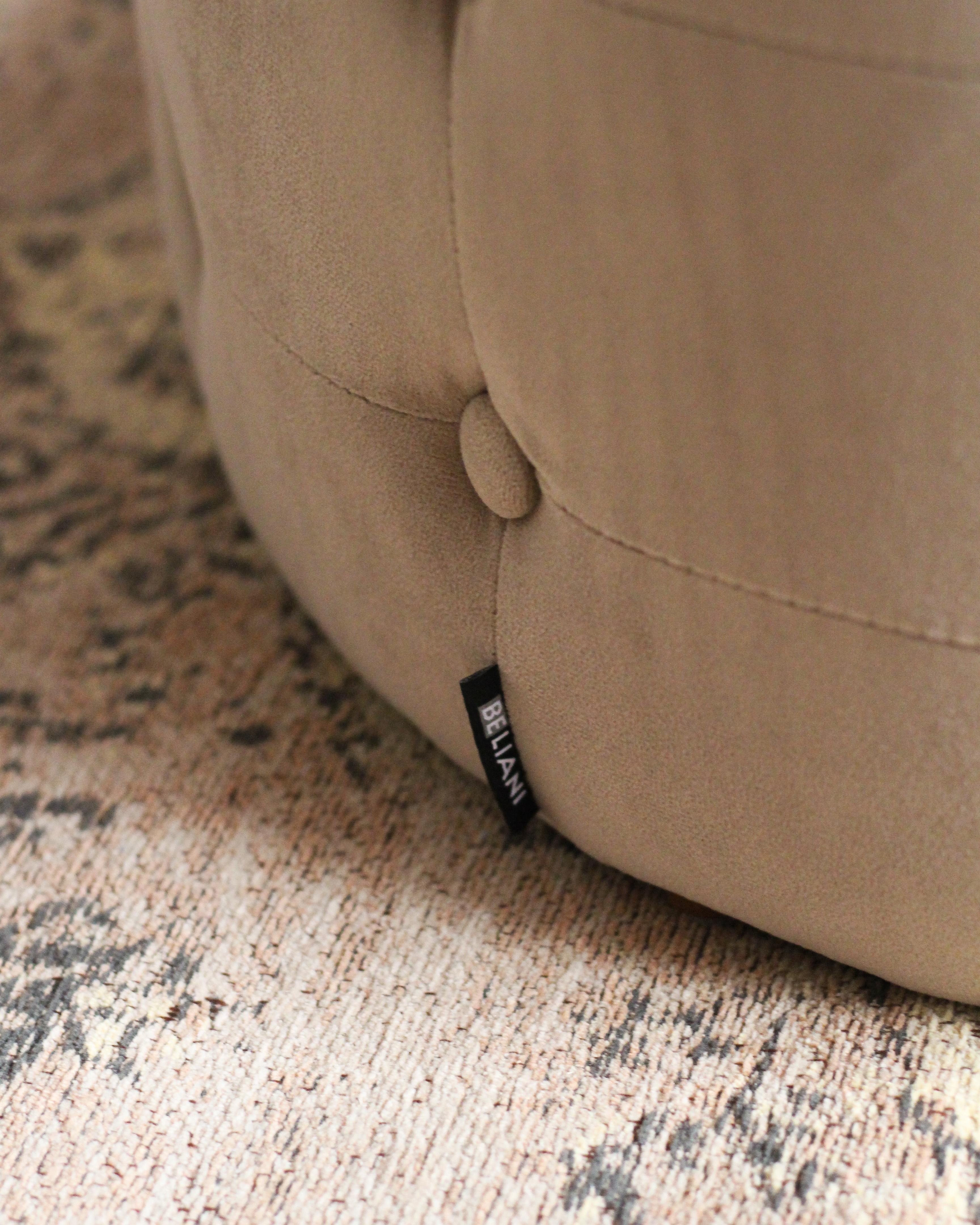 Poef TAMPA Fluweel Zandbeige