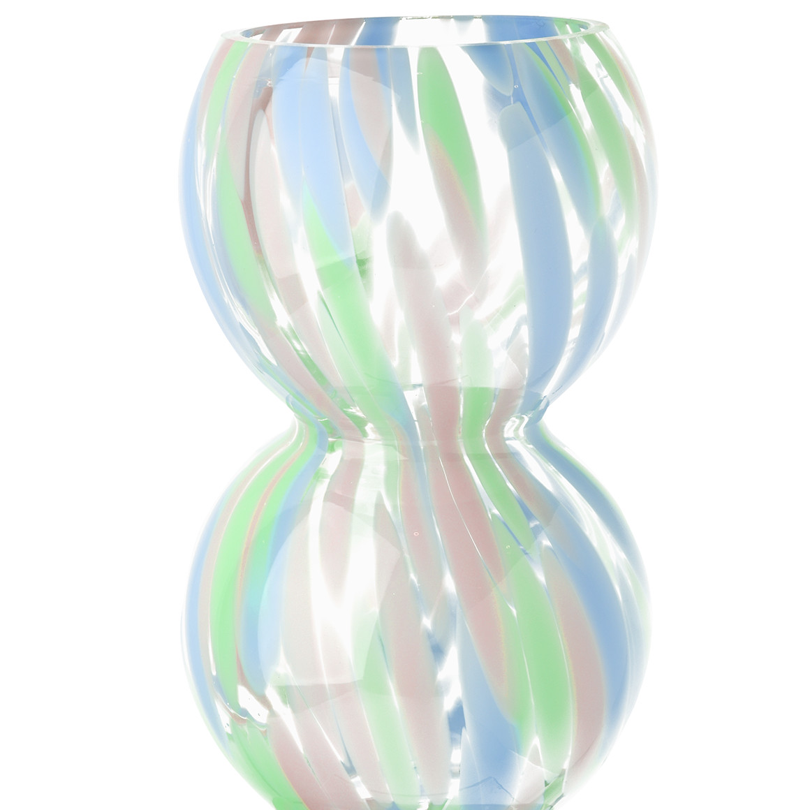My Home Glasvase mit Farbakzenten rosa / hellblau / glasklar