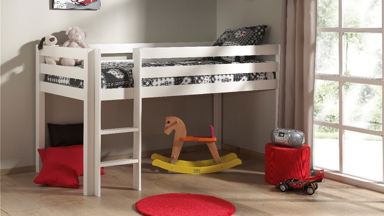 Halfhoogslaper Pino met commode en bureau wit