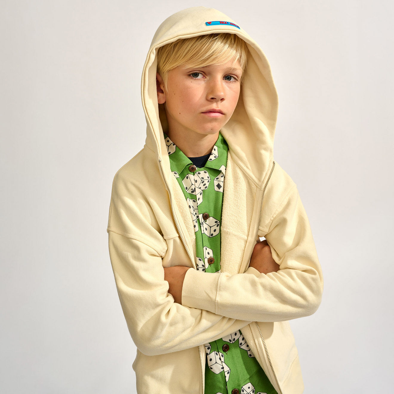 Bellerose Sweat à capuche zippé 100% Coton Bio Foula écru
