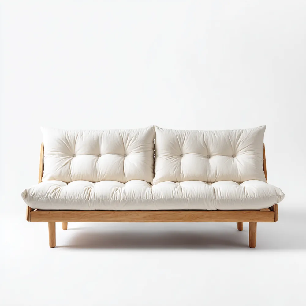 2-Sitzer-Sofa Holzrahmen Baumwolle 150x80x70 cm – Weiß – Skandinavisches Design