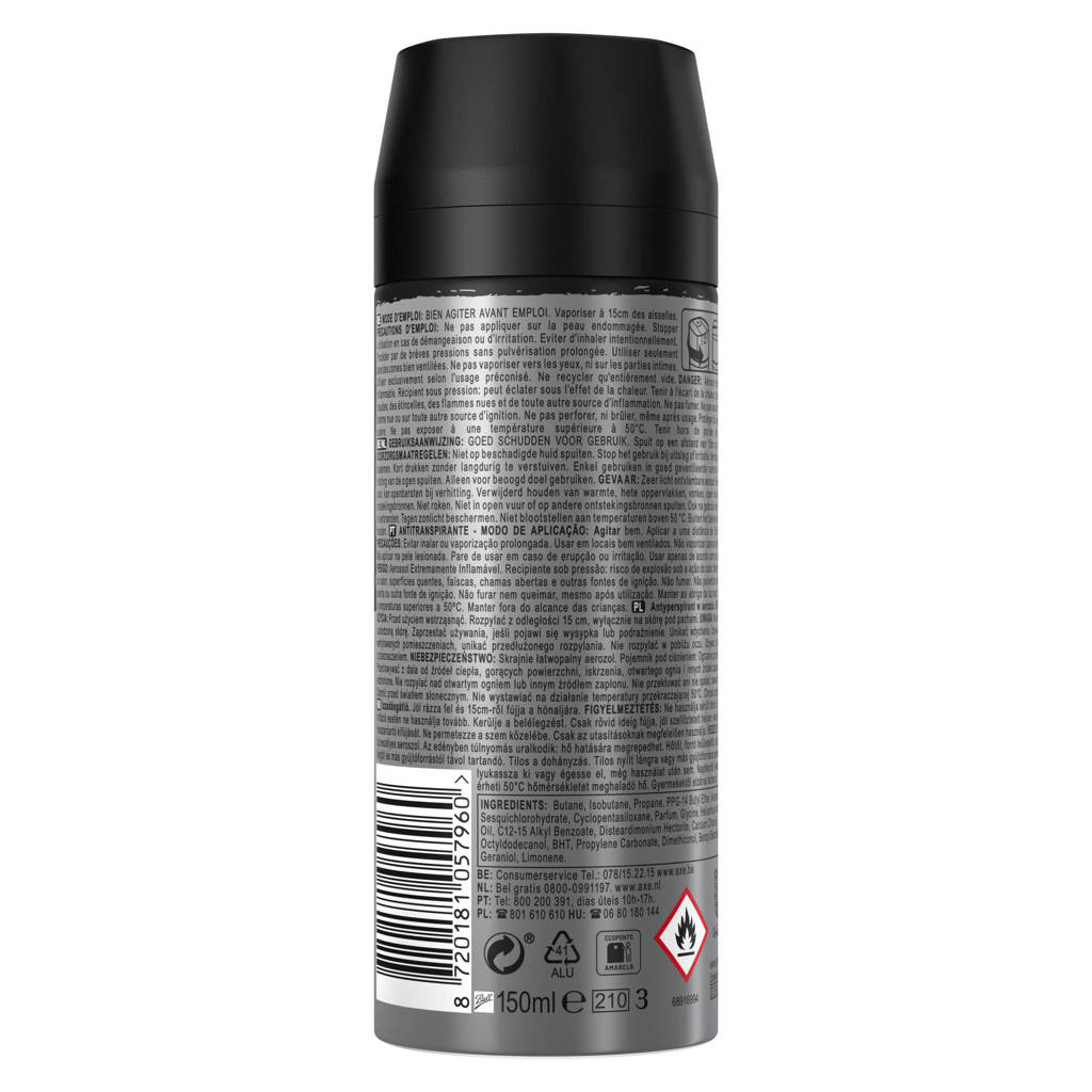Black anti-transpirant spray - 6 x 150 ml